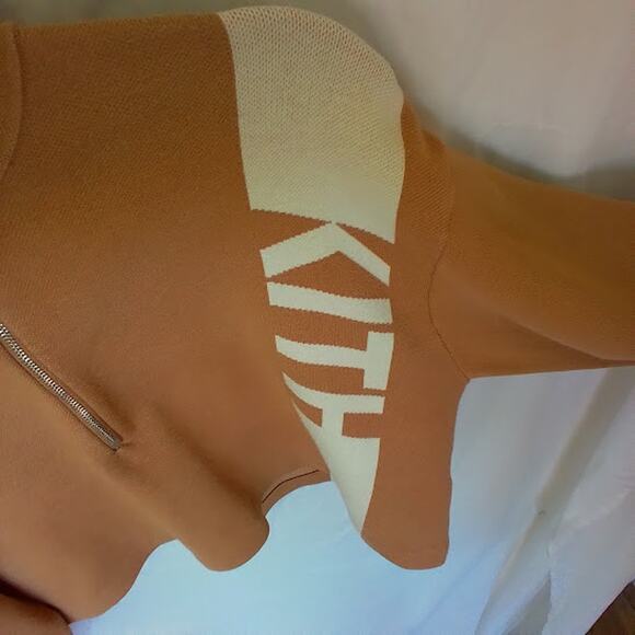KITH Women’s Camel Cropped Half Zip Mock Neck Sweater Size M - Picture 2 of 5